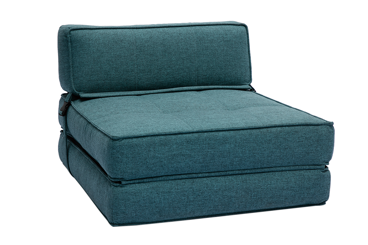 1-Sitzer-Schlafsessel in entenblauem Stoff KATY