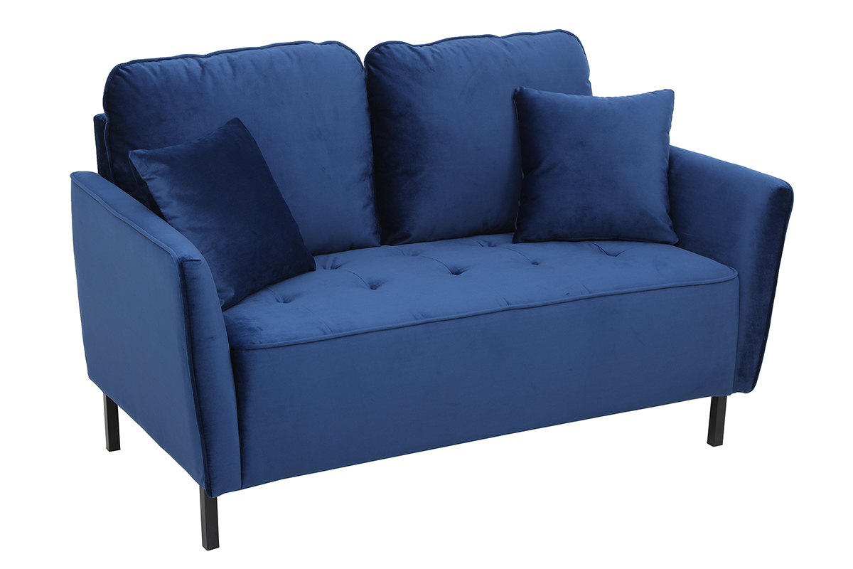 2-Sitzer-Sofa aus blauem Samt BEKA