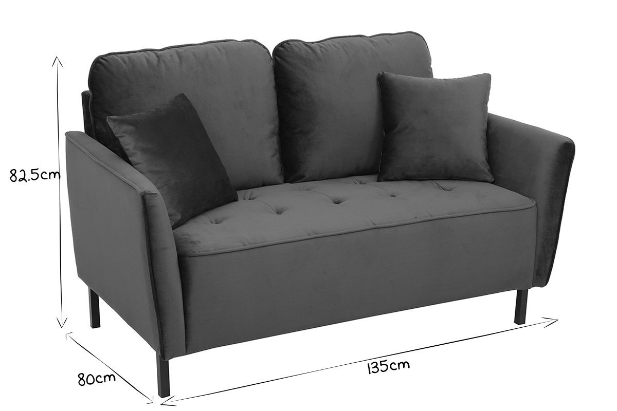 2-Sitzer-Sofa aus blauem Samt BEKA