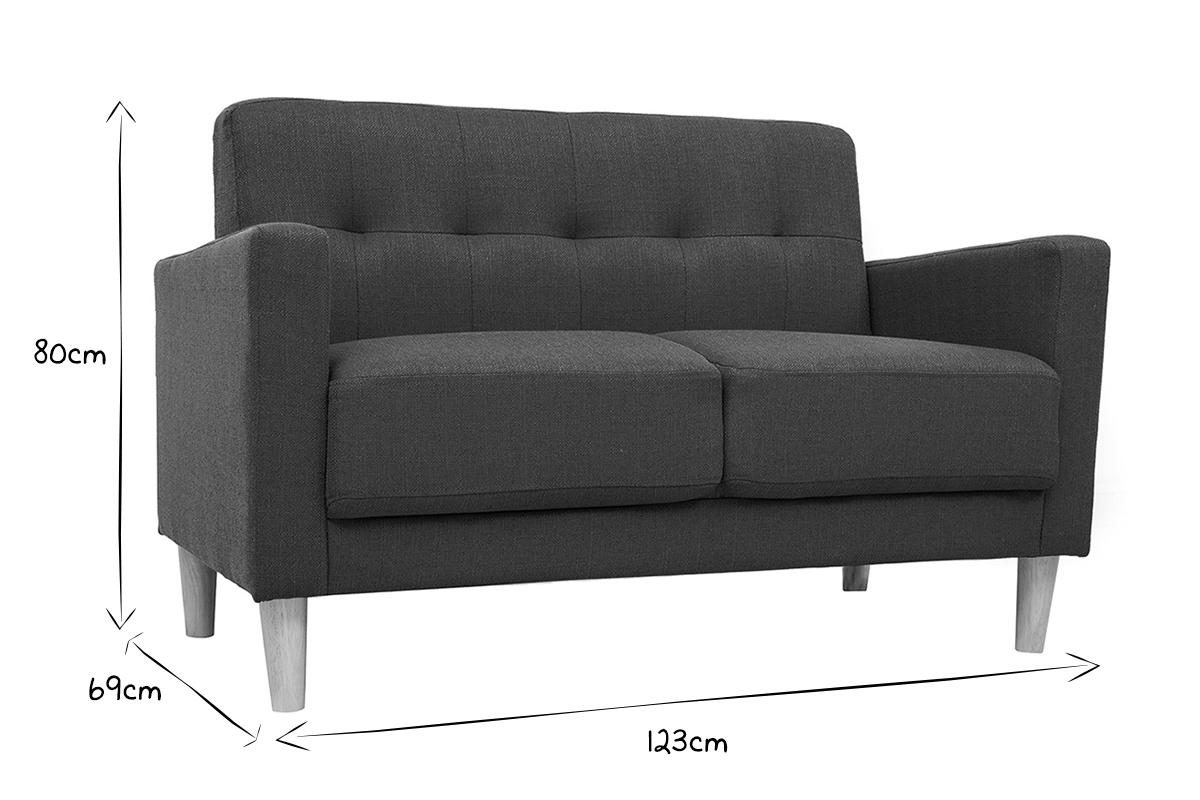 2-Sitzer Sofa aus grauem Stoff MOON