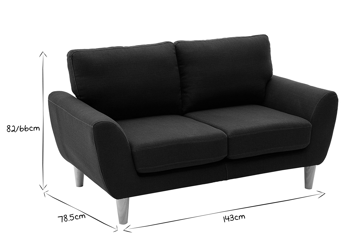 2-Sitzer Sofa mit Stoffbezug in dunkelgrauer ALICE