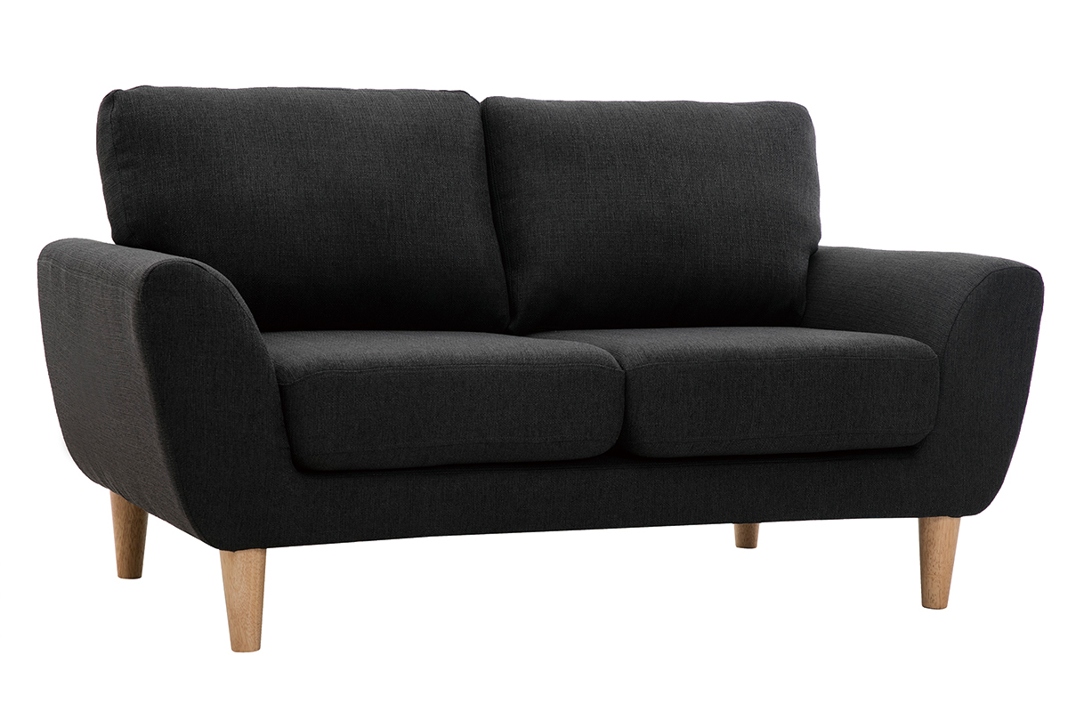 2-Sitzer Sofa mit Stoffbezug in dunkelgrauer ALICE