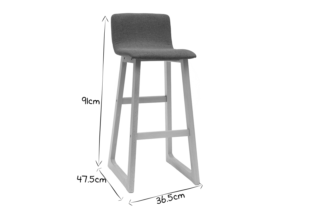 2er-Set Barhocker helles Holz und grauer Stoff 72 cm OSAKA