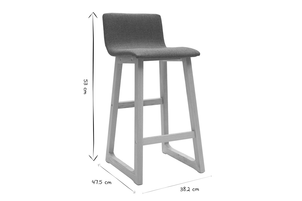 2er-Set Barhocker helles Holz und grauer Stoff OSAKA