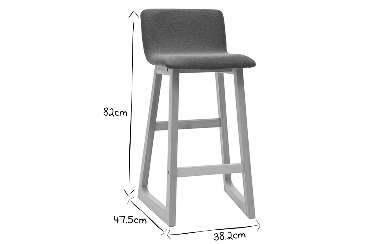 2er-Set Barhocker helles Holz und grauer Stoff OSAKA