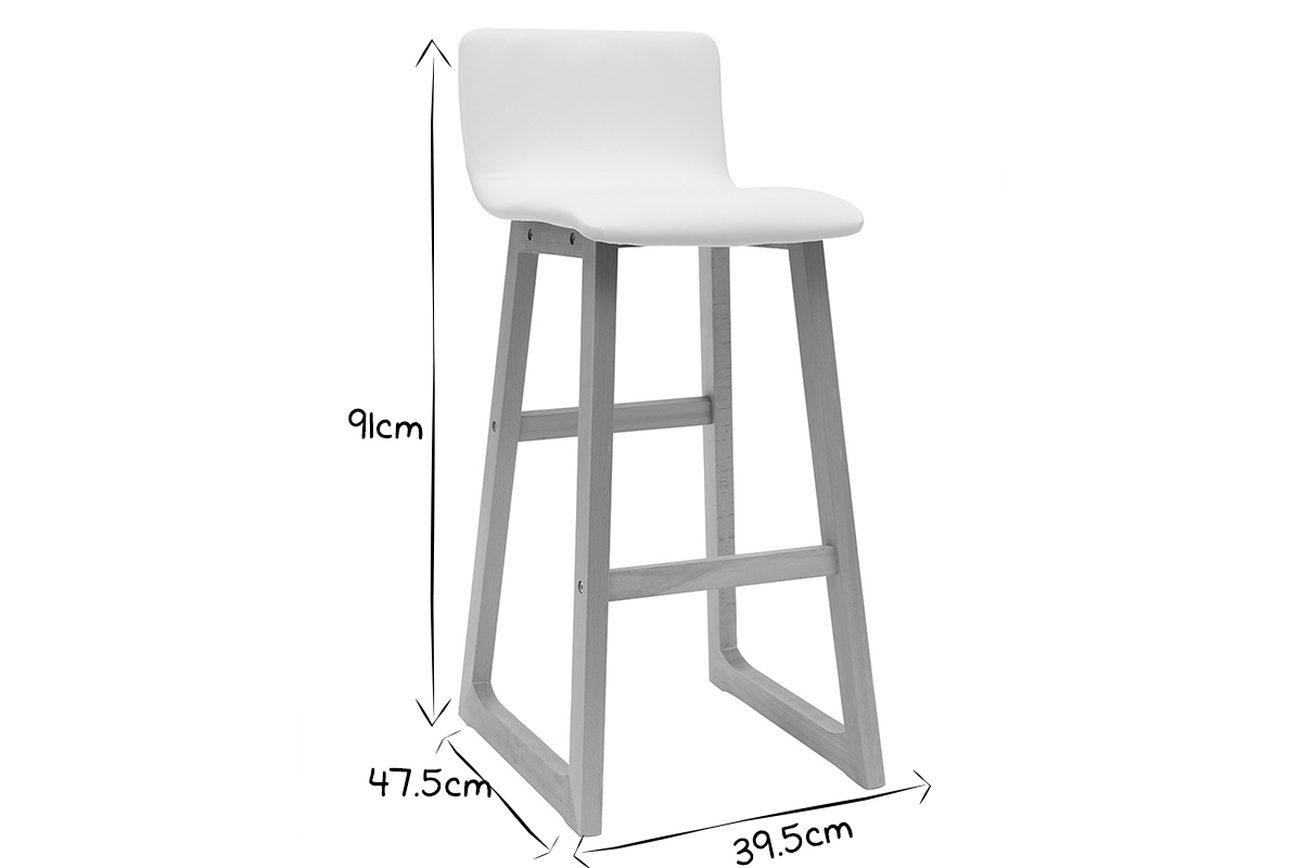 2er-Set Barhocker helles Holz und PU Wei 72 cm OSAKA