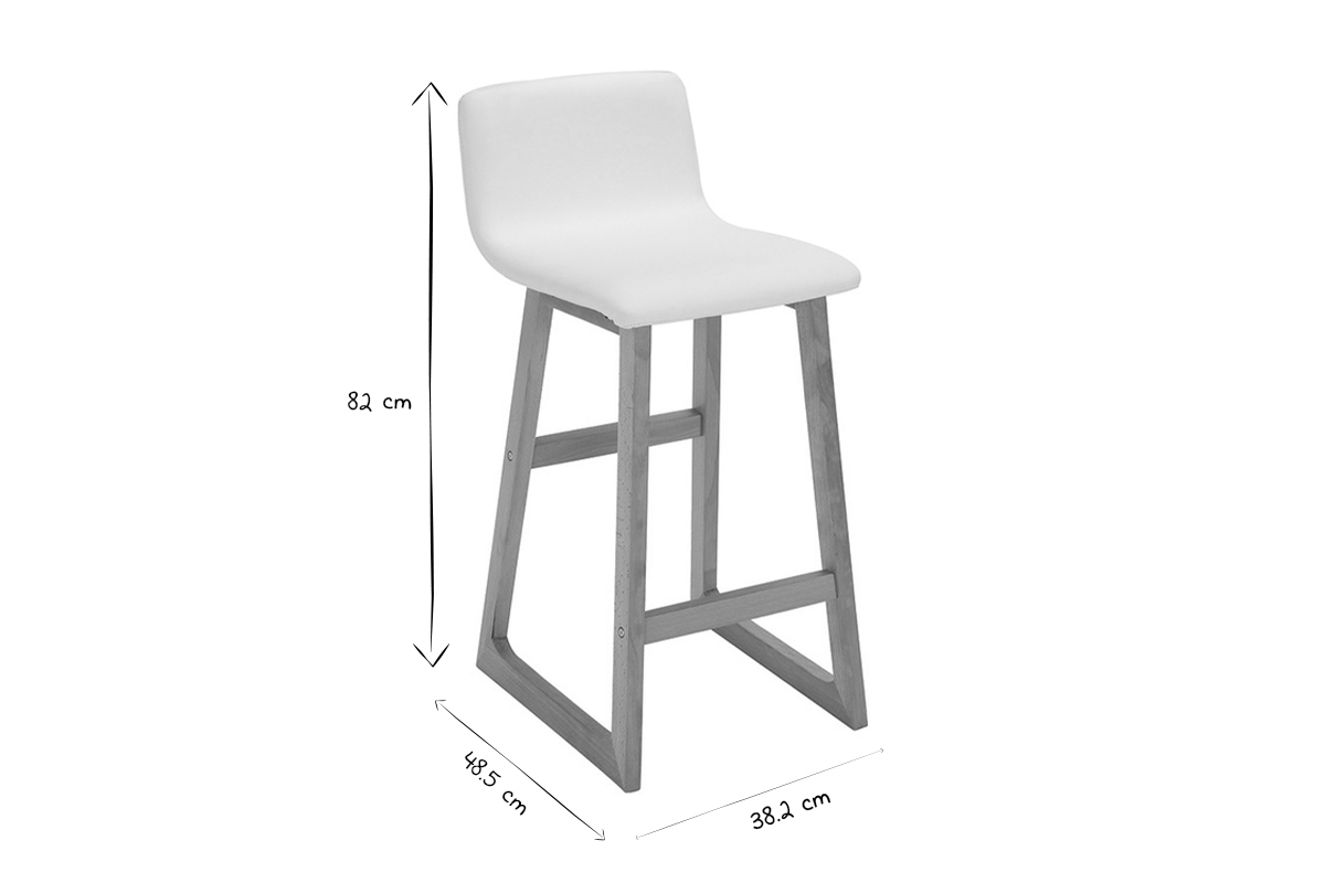 2er-Set Barhocker helles Holz und PU Wei OSAKA