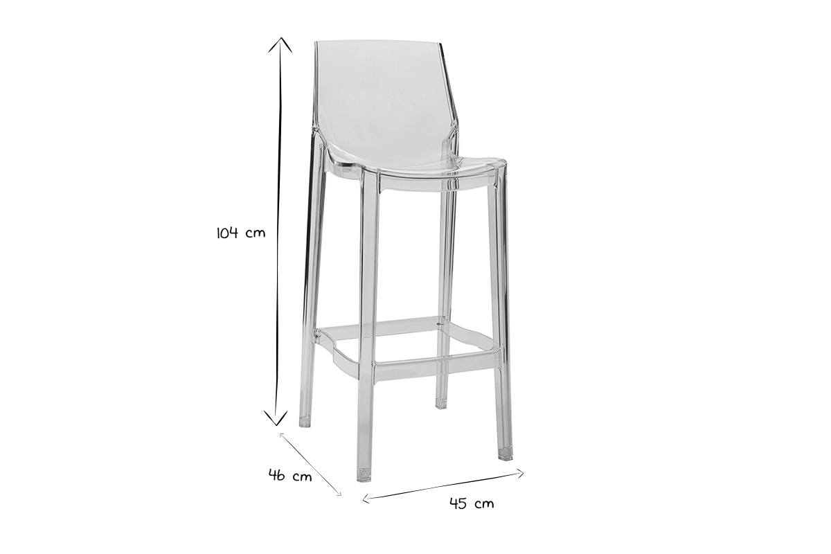 2er-Set Design-Barhocker Durchsichtig YLAK