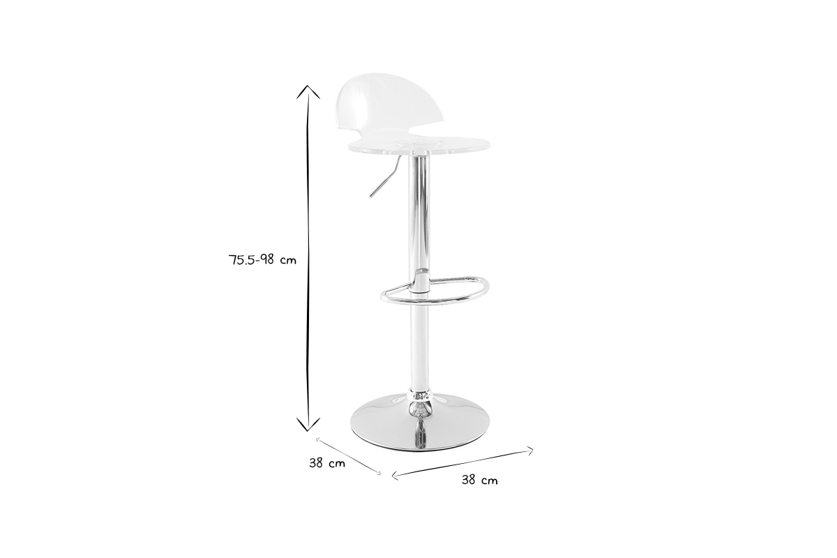 2er-Set Design-Barhocker Plexiglas transparent ORION