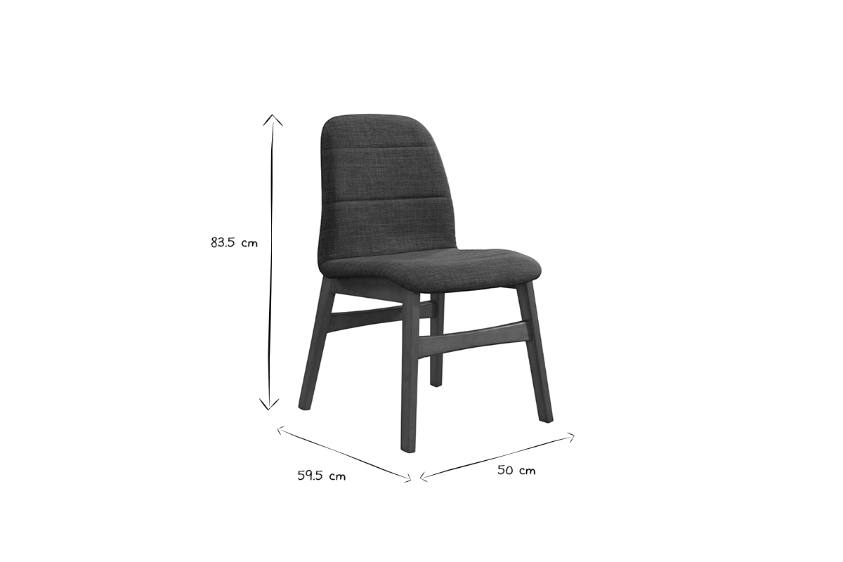 2er-Set Design-Sthle Beine Nussbaumholz Stoff Anthrazitgrau JUKE