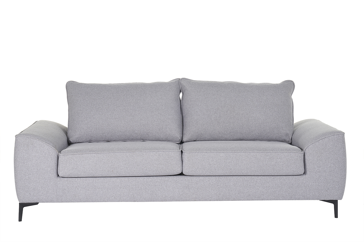 3-Sitzer Design-Schlafsofa mit grauem Stoff und schwarzem Metall GAEL