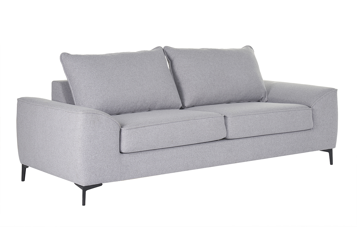 3-Sitzer Design-Schlafsofa mit grauem Stoff und schwarzem Metall GAEL