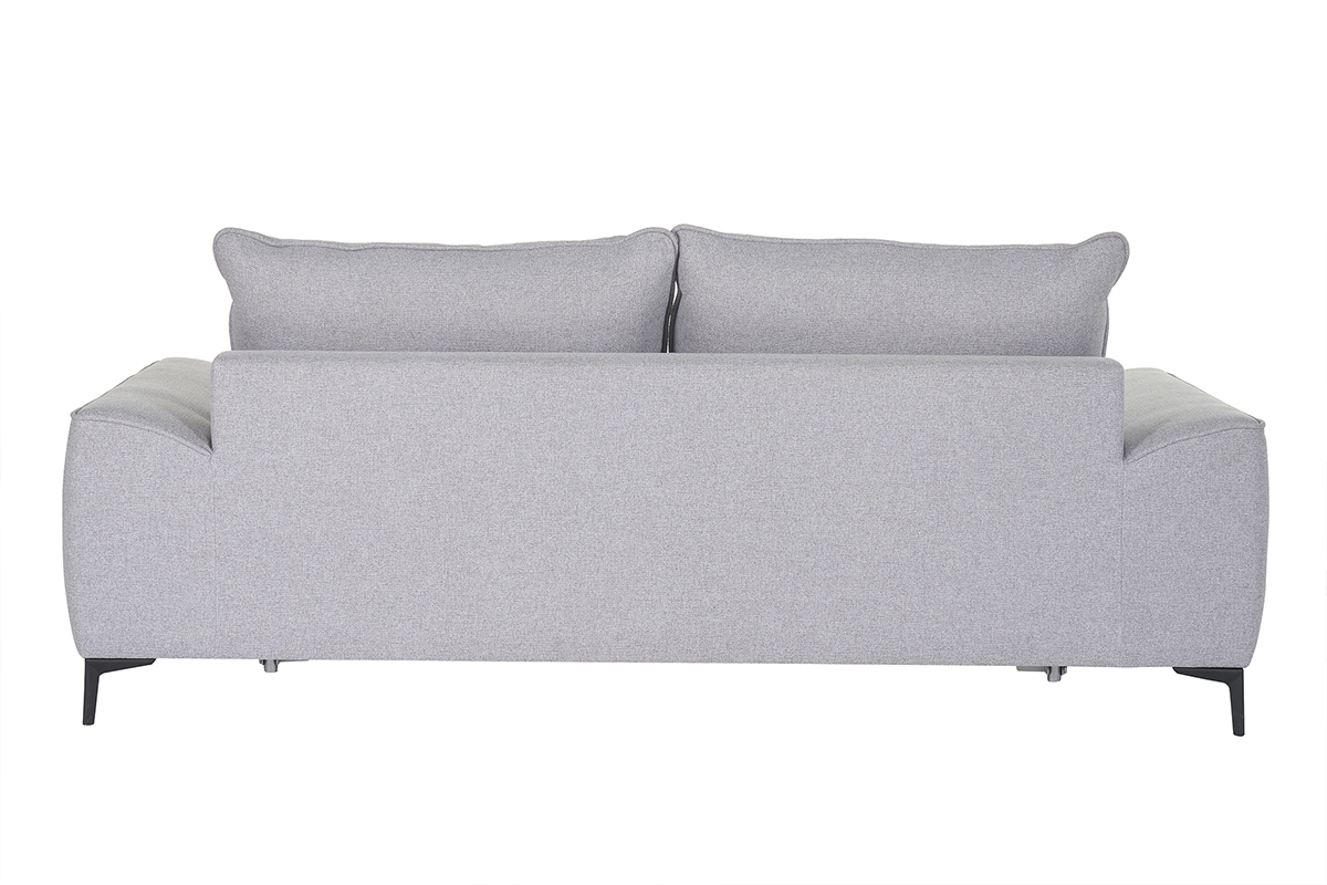 3-Sitzer Design-Schlafsofa mit grauem Stoff und schwarzem Metall GAEL