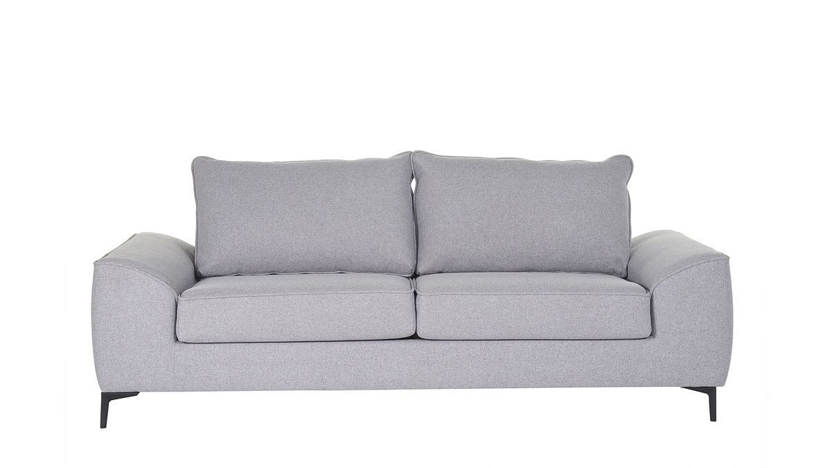 3-Sitzer Design-Schlafsofa mit grauem Stoff und schwarzem Metall GAEL