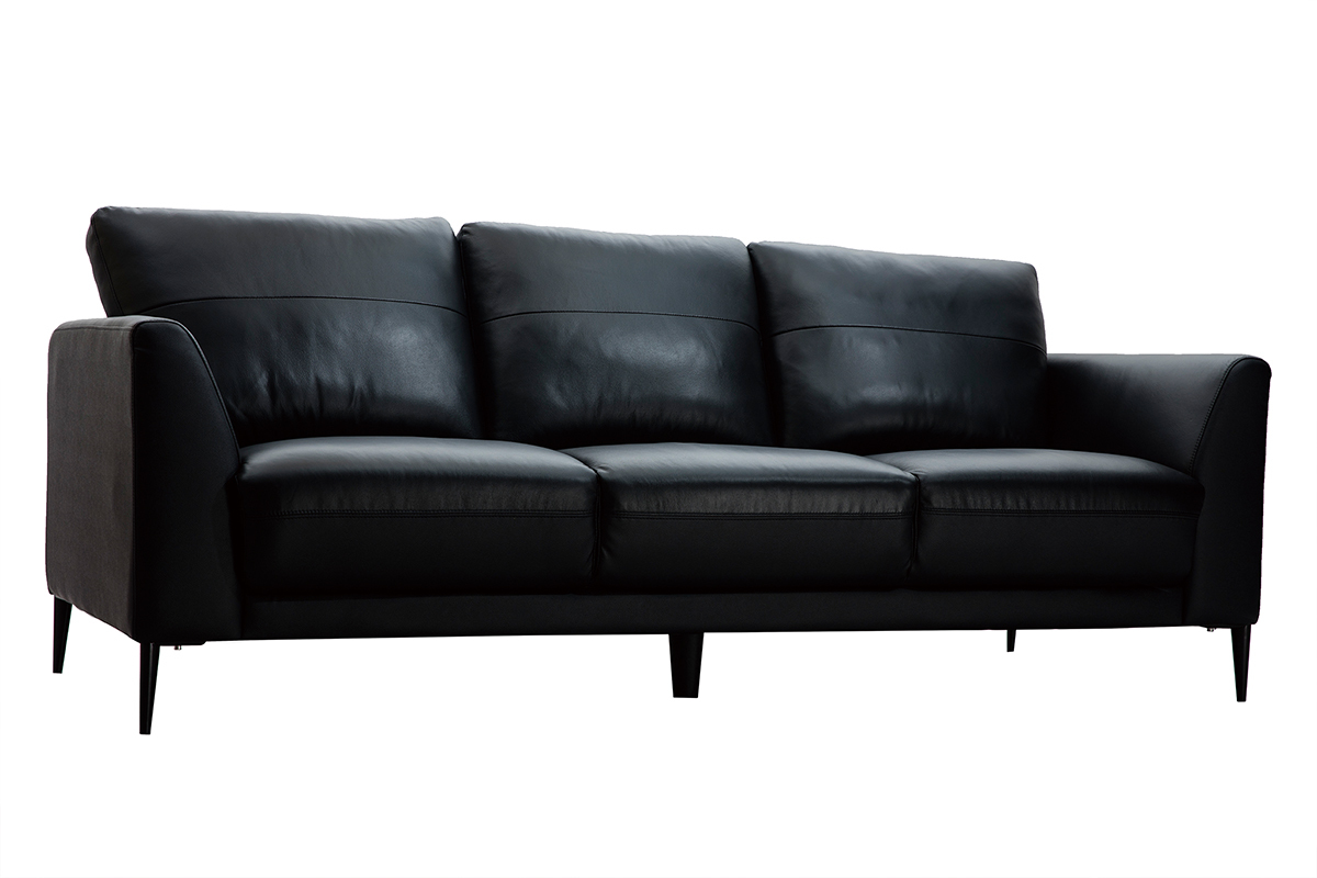 3-Sitzer schwarzes Ledersofa JOPLIN - Bffelleder