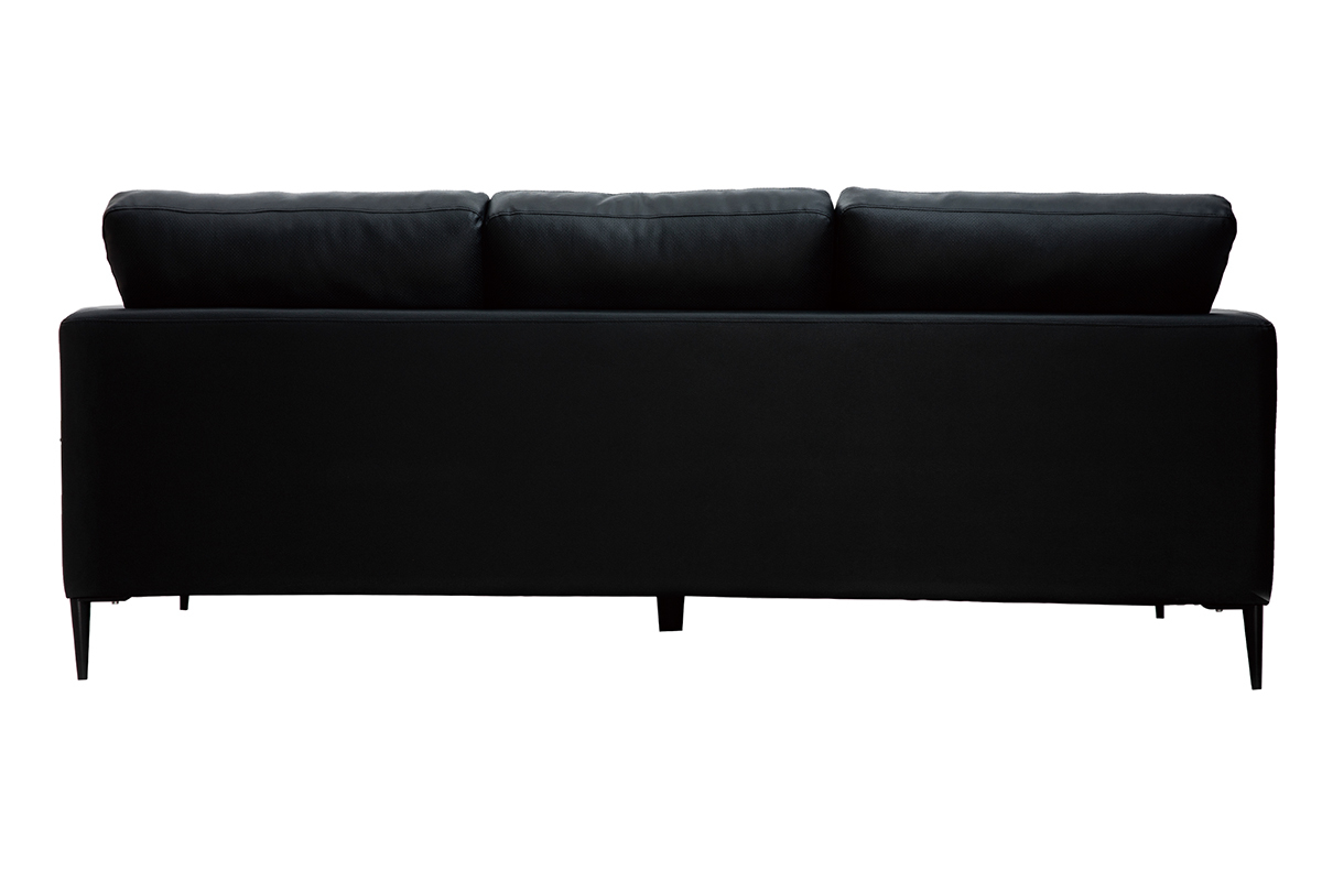 3-Sitzer schwarzes Ledersofa JOPLIN - Bffelleder