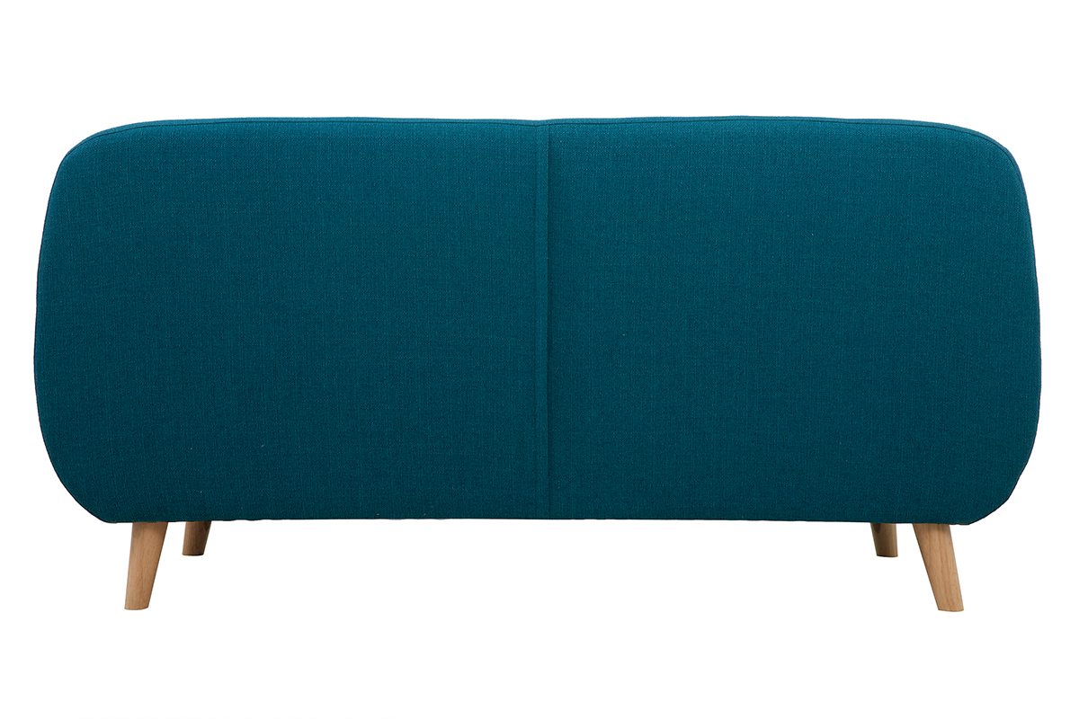 3-Sitzer skandinavisches Sofa mit abnehmbarem Bezug in entenblau und Holz YNOK