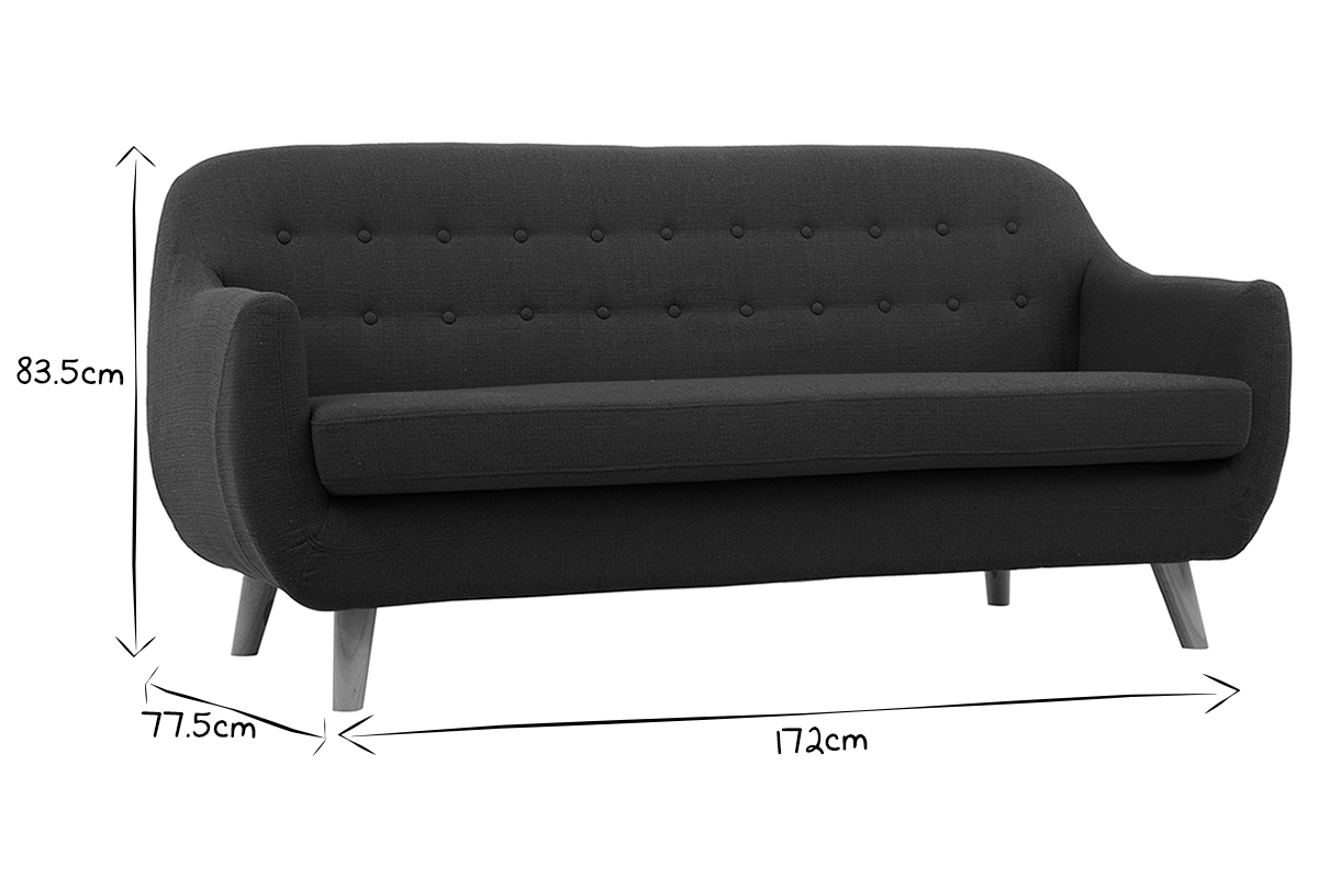 3-Sitzer skandinavisches Sofa mit abnehmbarem Bezug in entenblau und Holz YNOK