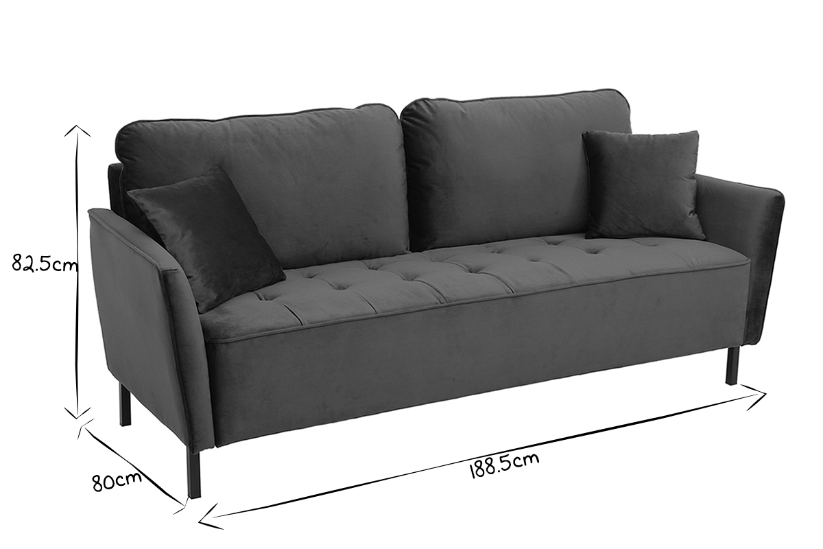 3-Sitzer-Sofa aus blauem Samt BEKA