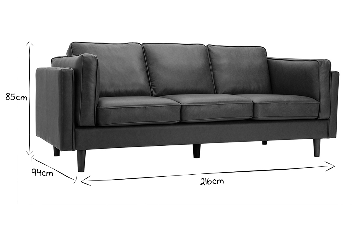 3-Sitzer-Sofa aus braunem Leder BRADLEY - Bffelleder