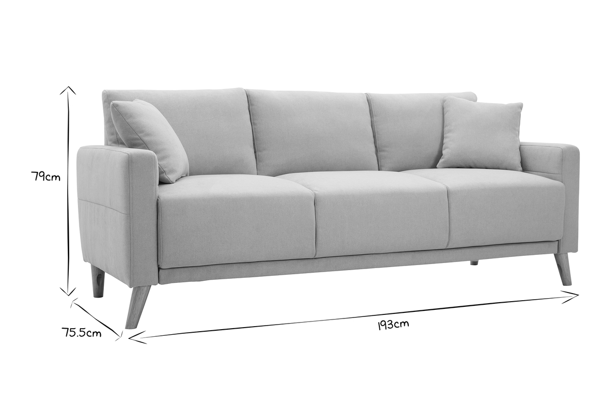 3-Sitzer-Sofa mit dunkelblauem Stoff und dunklem Holz MUNIK