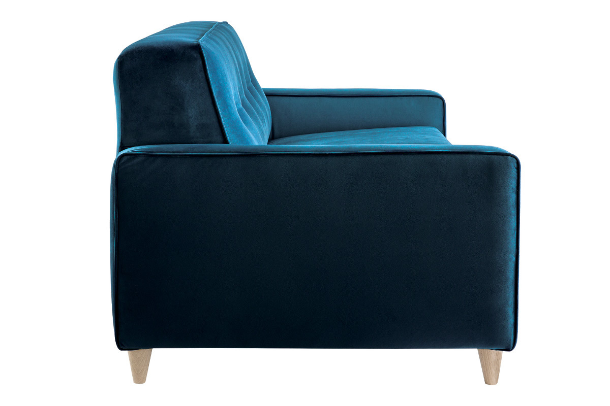 3-Sitzer-Sofabett in pfauenblauem Samt CIGALE