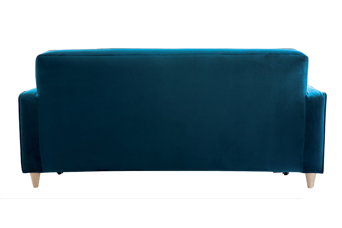 3-Sitzer-Sofabett in pfauenblauem Samt CIGALE