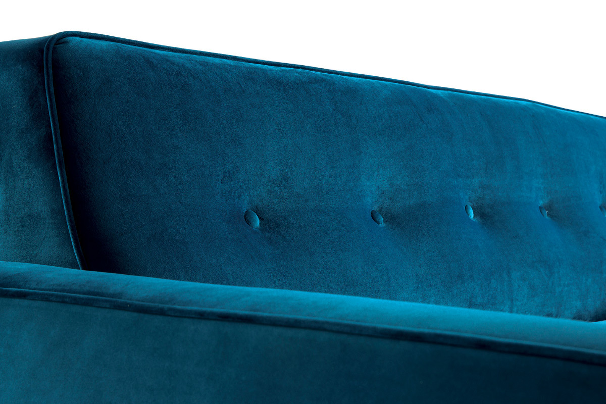 3-Sitzer-Sofabett in pfauenblauem Samt CIGALE