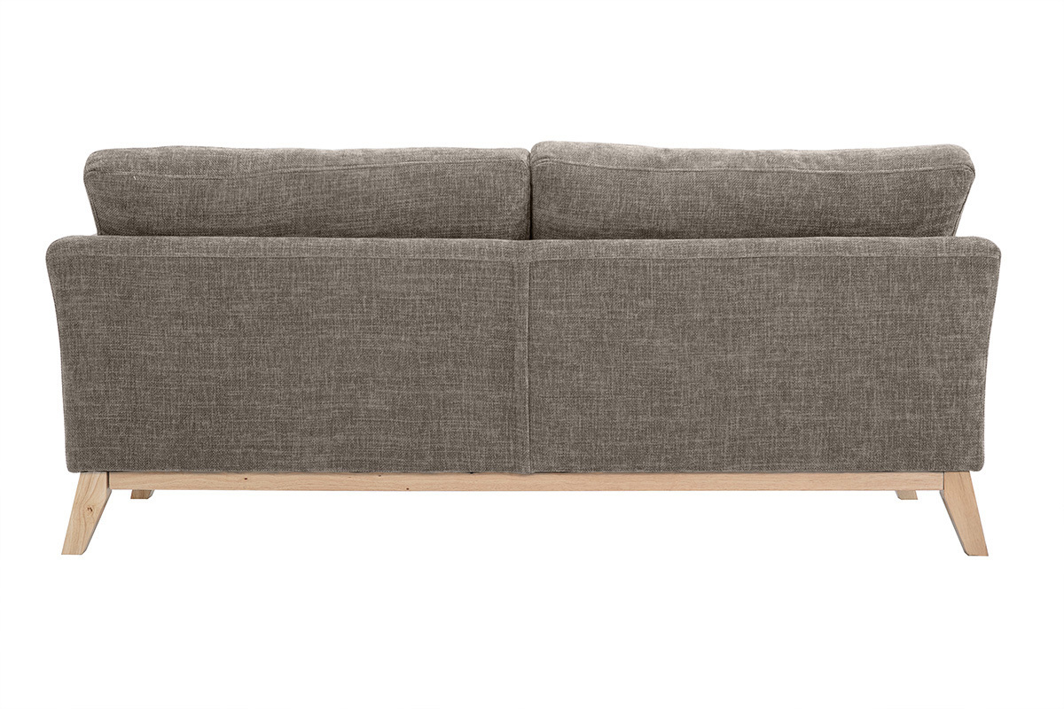 3-sitziges skandinavisches Sofa mit beigem abnehmbarem Bezug und Holzfen OSLO