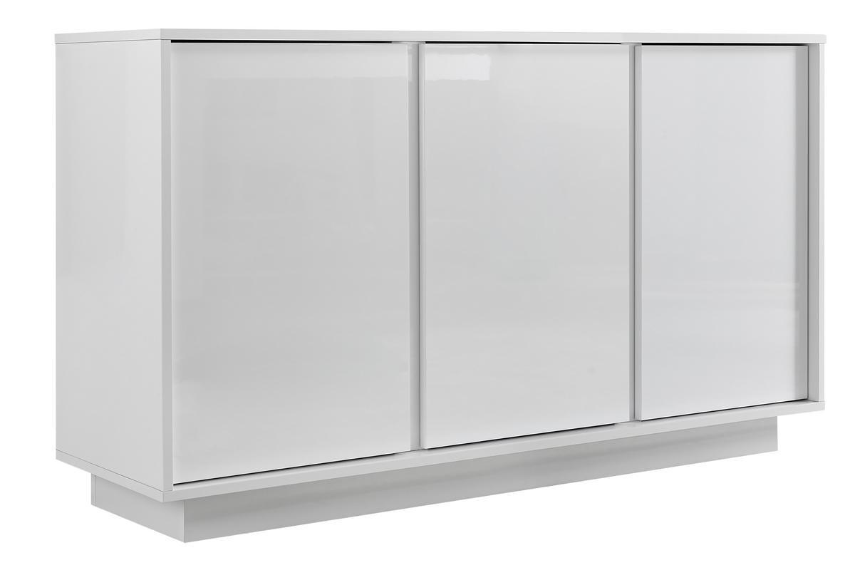 3-triges Designer-Sideboard glnzend lackiert wei L138 cm COMO