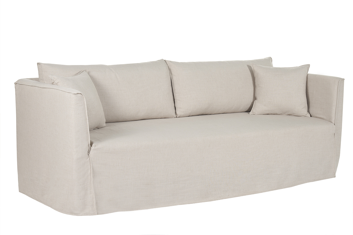 4-5-Sitzer-Sofa mit abnehmbarem Bezug aus beigem Stoff ADELE