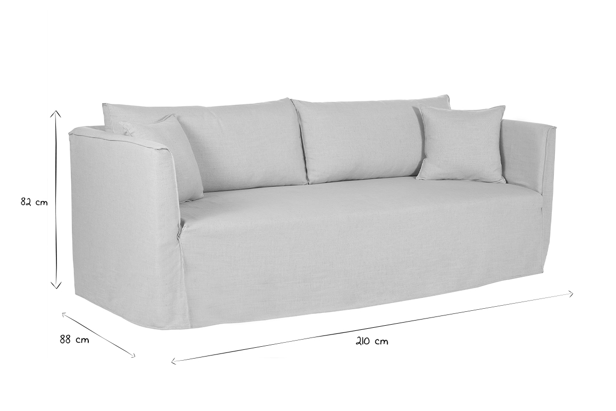 4-5-Sitzer-Sofa mit abnehmbarem Bezug aus beigem Stoff ADELE