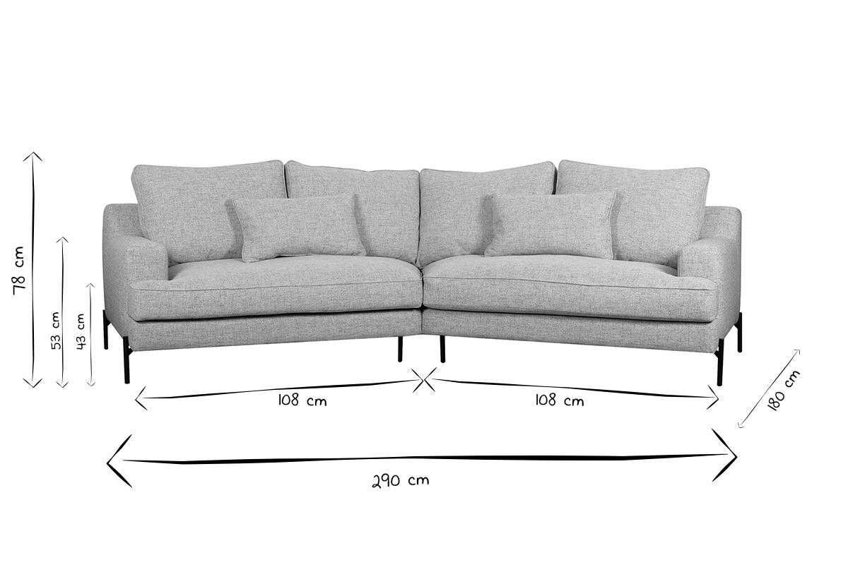 5-sitziges Ecksofa in grau meliert PUCHKINE