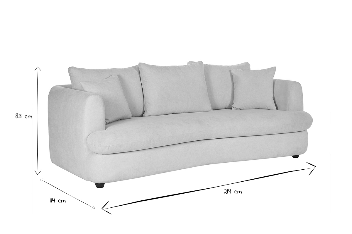 Abnehmbares 3-4-Sitzer-Designsofa in hellem beigefarbenem samtigem Stoff mit Bohnenform - SACHA