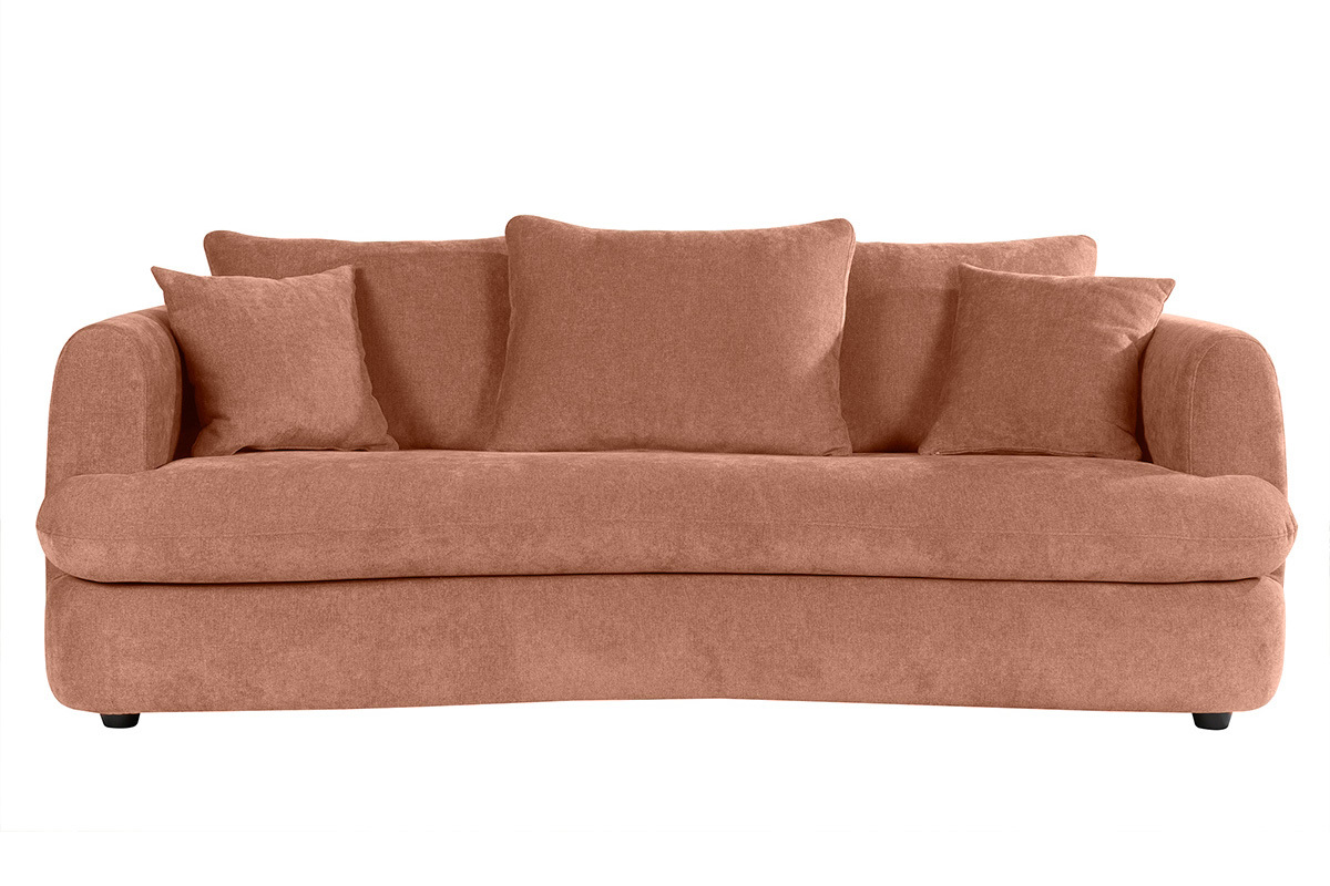 Abnehmbares Design-Sofa mit 3-4 Pltzen in Terrakotta-Veloursstoff im Bohnen-Design SACHA