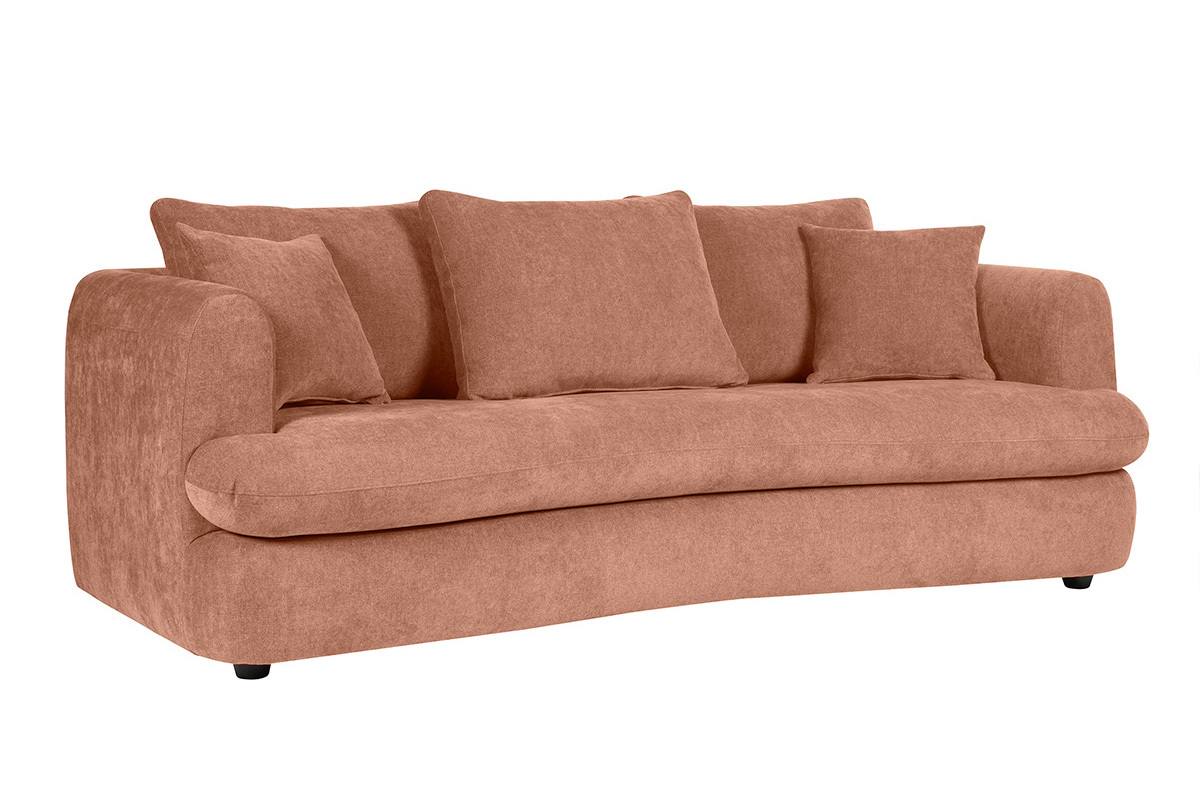 Abnehmbares Design-Sofa mit 3-4 Pltzen in Terrakotta-Veloursstoff im Bohnen-Design SACHA