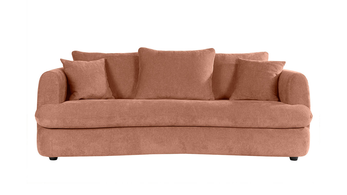 Abnehmbares Design-Sofa mit 3-4 Pltzen in Terrakotta-Veloursstoff im Bohnen-Design SACHA