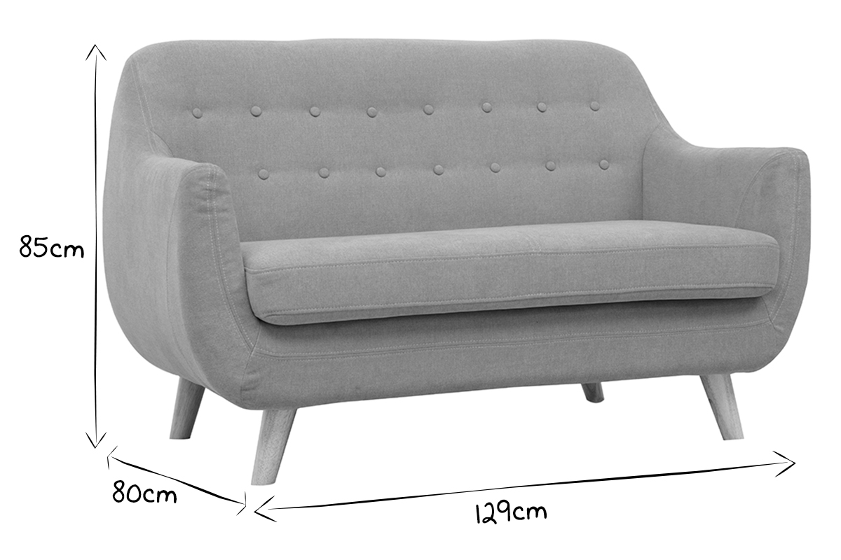 Abnehmbares skandinavisches 2-Sitzer-Sofa aus Samtstoff in Senfgelb und hellem Holz YNOK