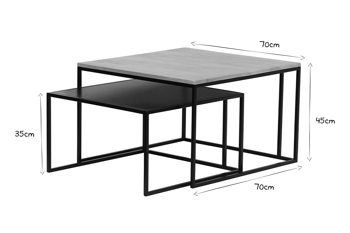 Ausziehbare Couchtische aus massivem Mangoholz und Metall TAHL