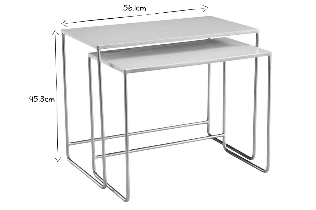 Ausziehbare Couchtische wei und vergoldet (2er-Set) WESS