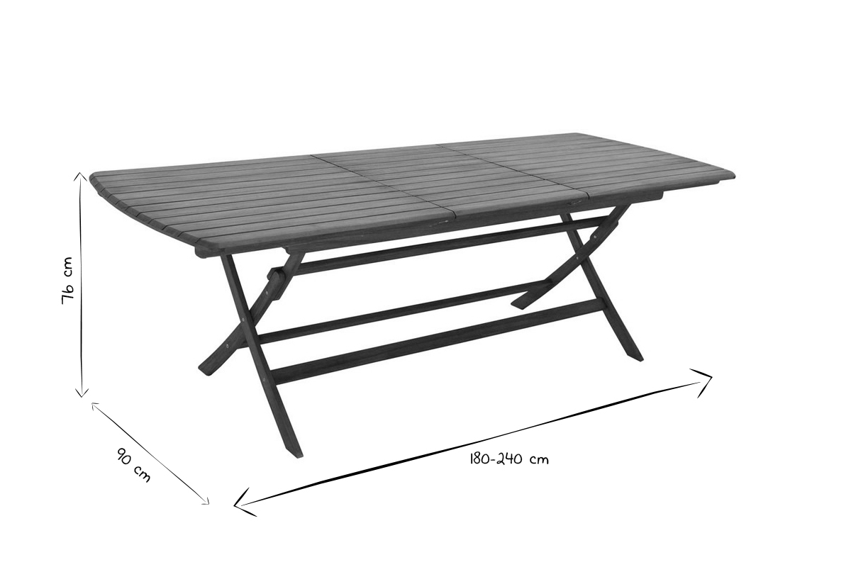 Ausziehbarer Gartentisch mit integrierter Verlngerung aus Massivholz B180-240 cm CANOPEE