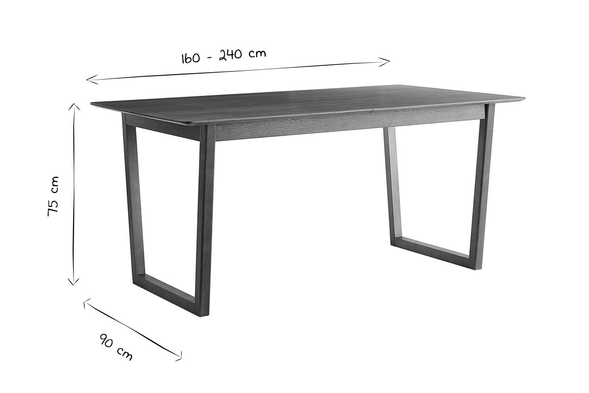 Ausziehbarer rechteckiger Esstisch Wallnussfinish B160-240 cm LAHO