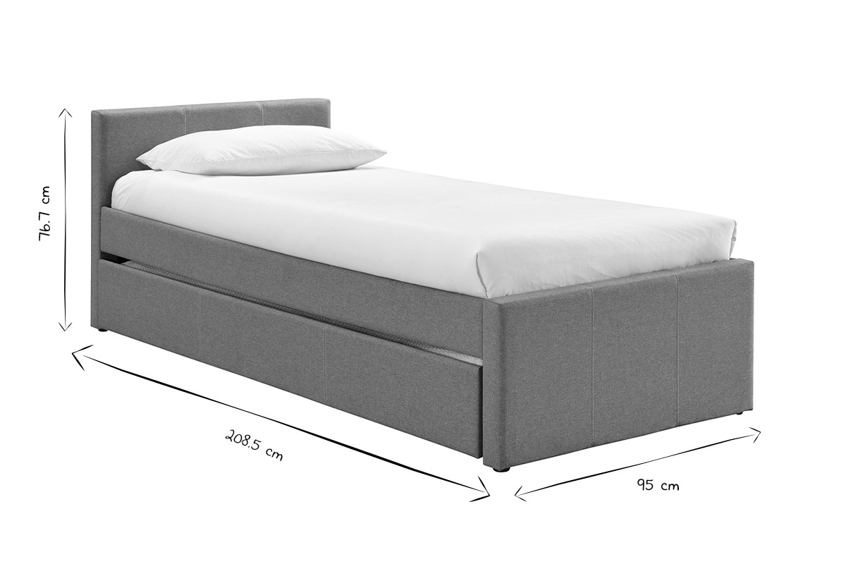 Ausziehbett 90 x 195 grau MACCO