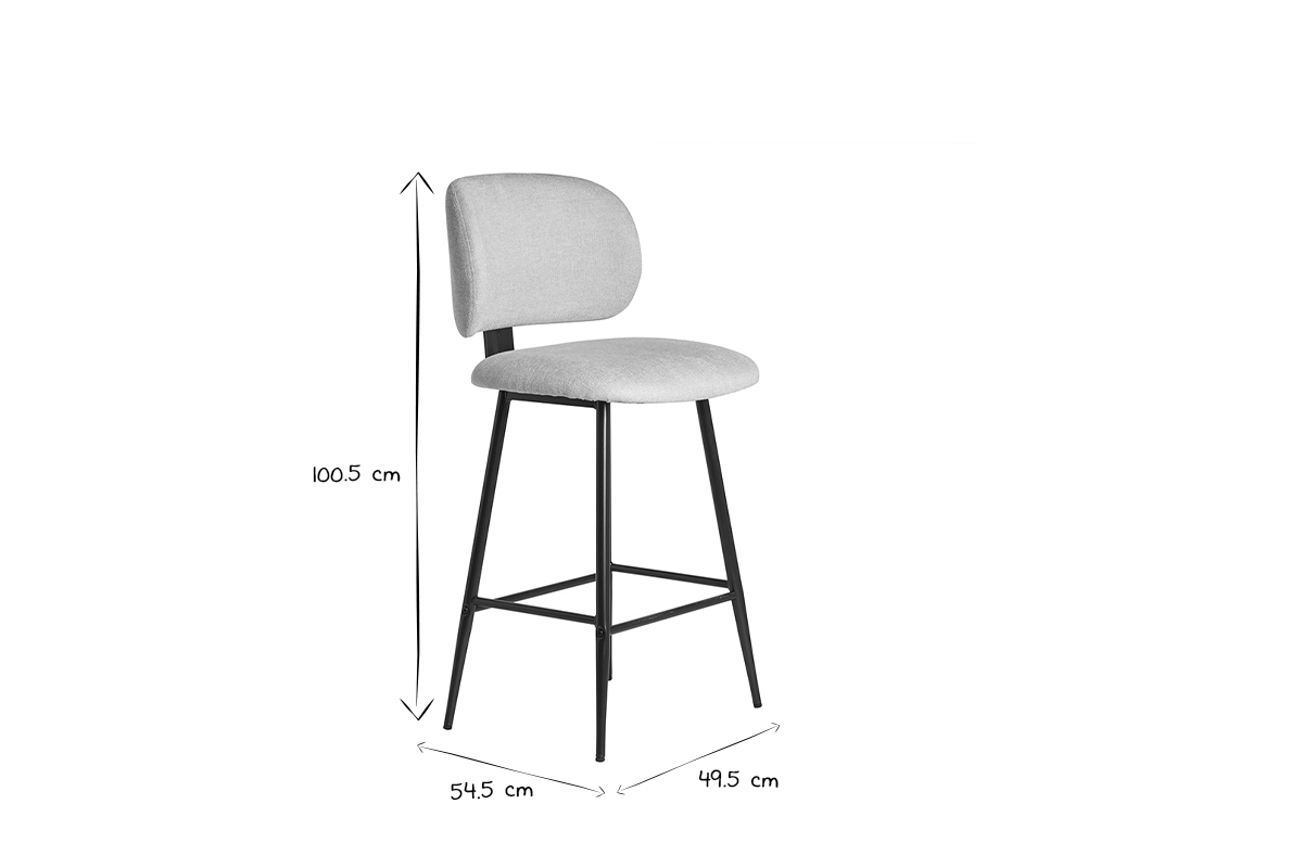 Barhocker aus beigem Stoff mit Samteffekt und Metall H70 cm (2er-Set) ATRIUM