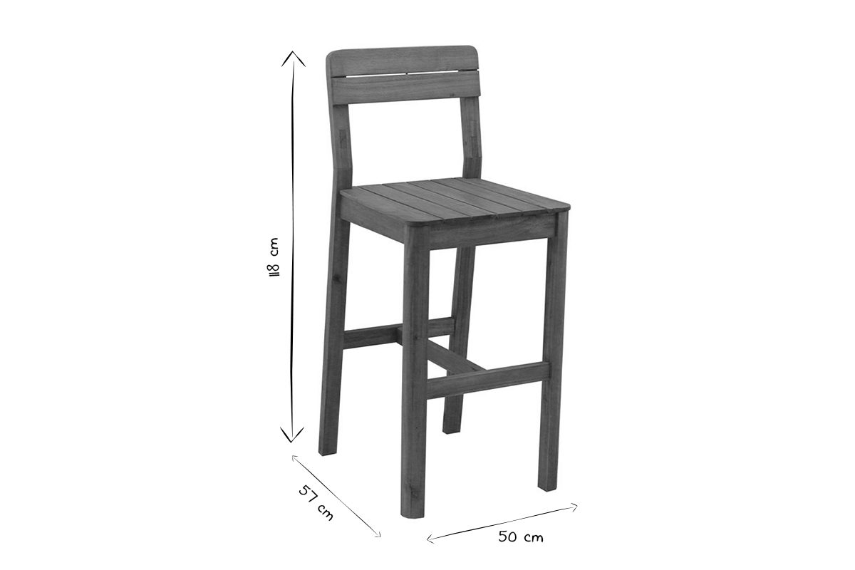 Barhocker aus Massivholz Auenbereich H80 cm (2er-Set) AKIS