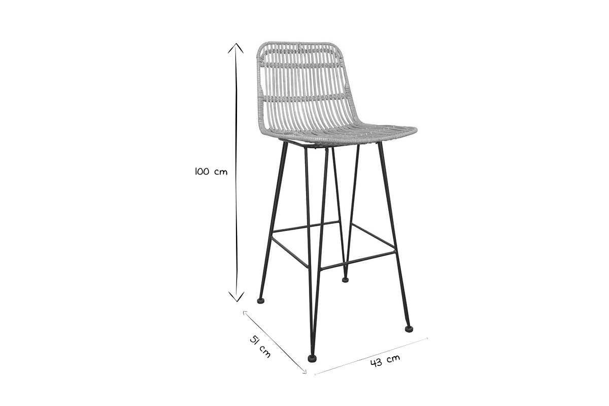 Barhocker aus Rattan naturfarben 2-er Set MALACCA