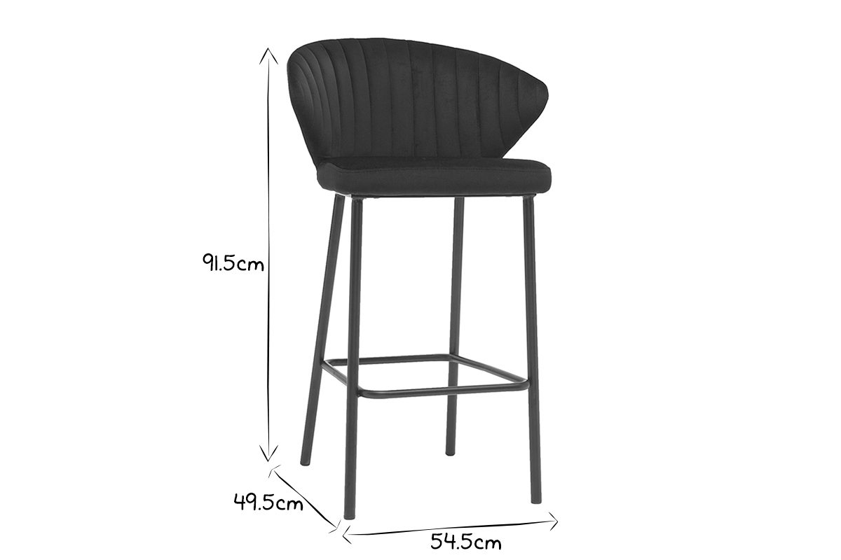 Barhocker aus schwarzem Samt 65 cm DALLY