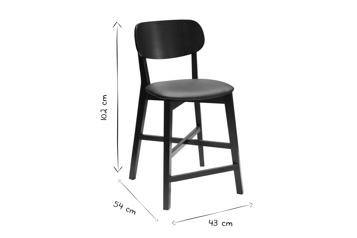 Barhocker Eichenholz und hellgraue Sitzflche H65 cm LUCIA