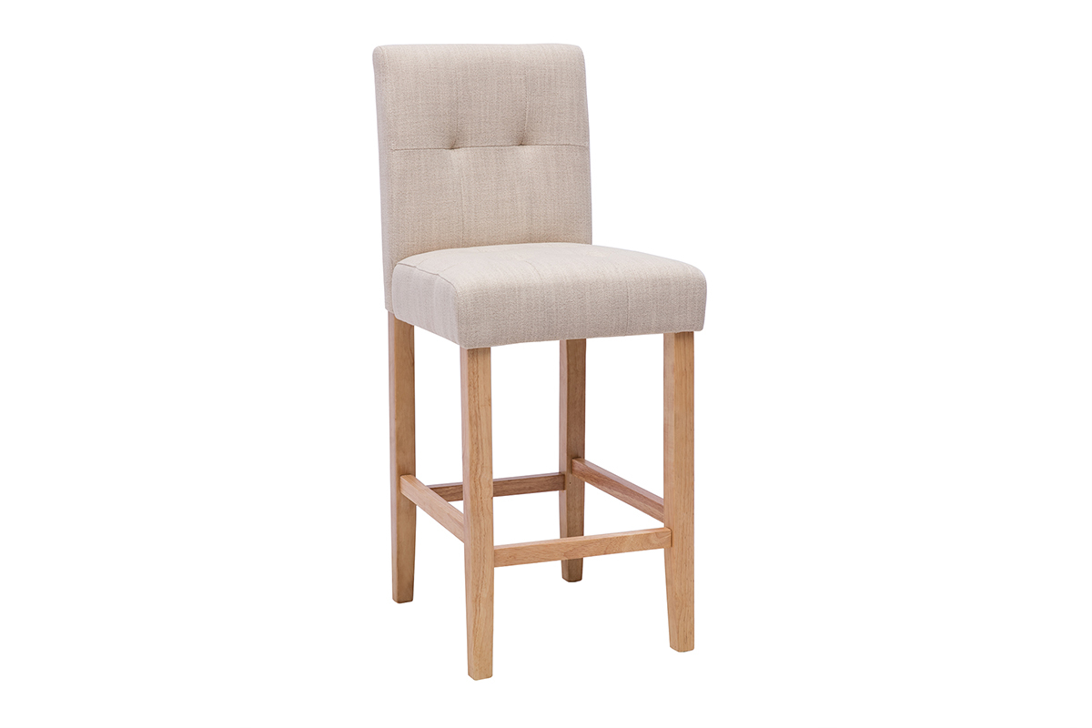 Barhocker gepolstert naturbeige und Holz H66 cm (2er-Set) ESTER