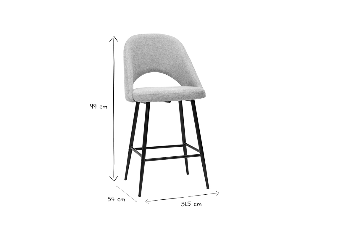 Barhocker grauer Stoff mit Samteffekt H65cm (2er-Set) COSETTE